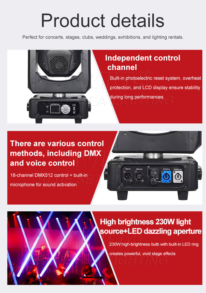 Mini 230w Beam 230 Moving Head Light With LED Ring-BLUESEA